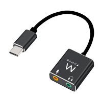 Cabo adaptador de áudio USB tipo C com 2x jack 3,5